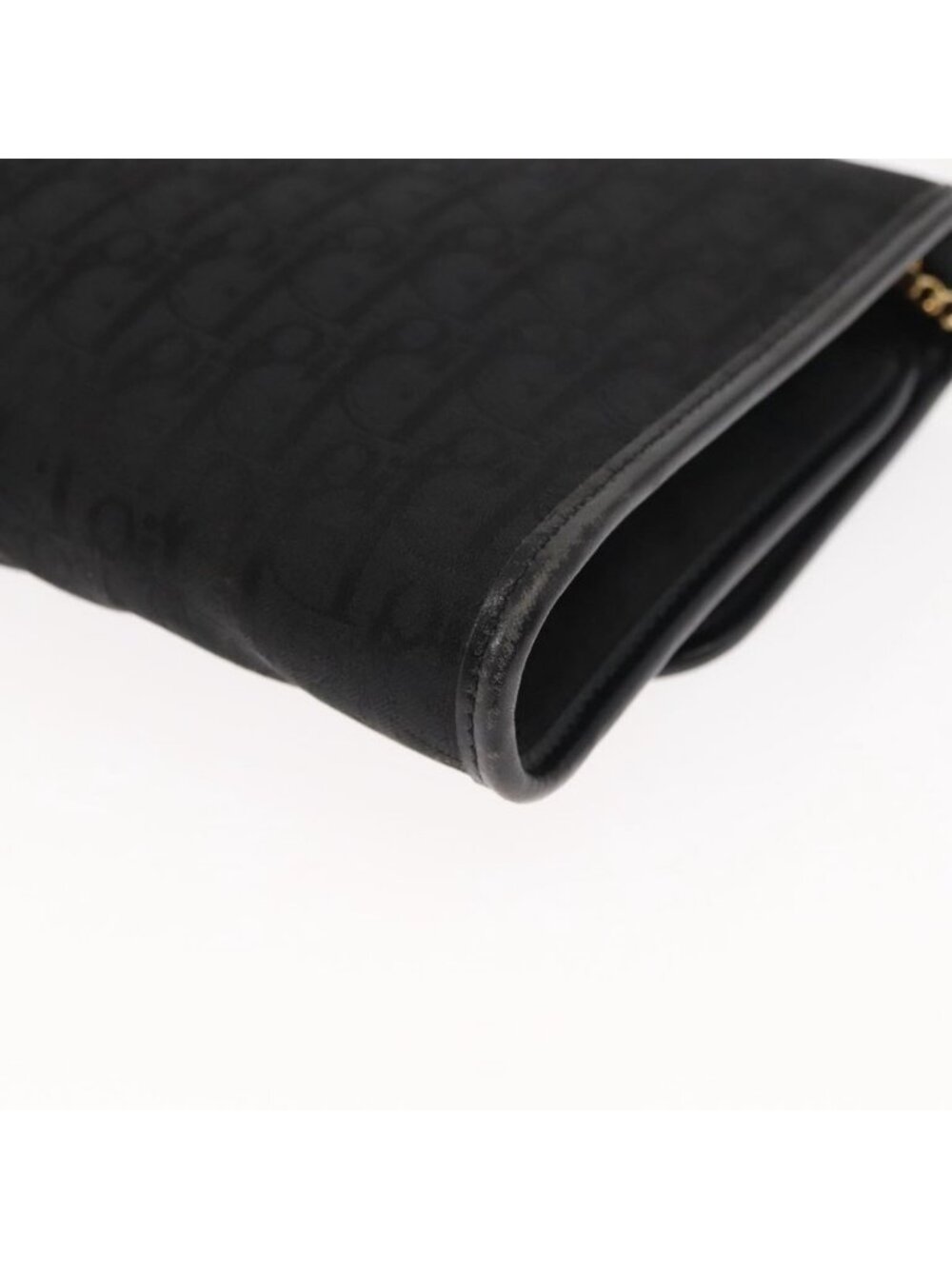 EX00335 Authentic Christian Dior Trotter Canvas Chain Shoulder Bag Black Gold - Picture 8 of 16